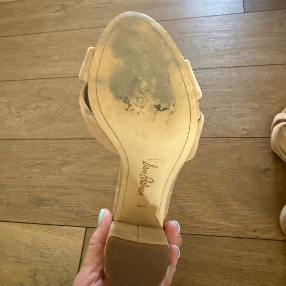 Sam Edelman Tan Suede Strappy Block Heel Sandals - Picture 3 of 5
